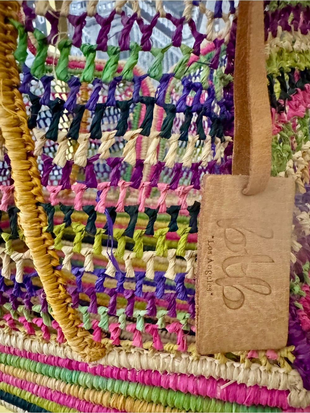 BTB Los Angeles Multicolor Raffia Architectural Open-Weave Tote - Picture 6 of 9